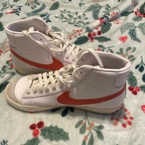 Nike White and Orange Mid ‘77 Sneakers
